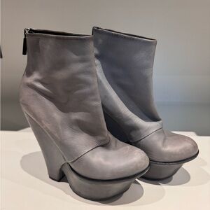 Balsam Italian Leather Stylish Gray Wedge Ankle Boots